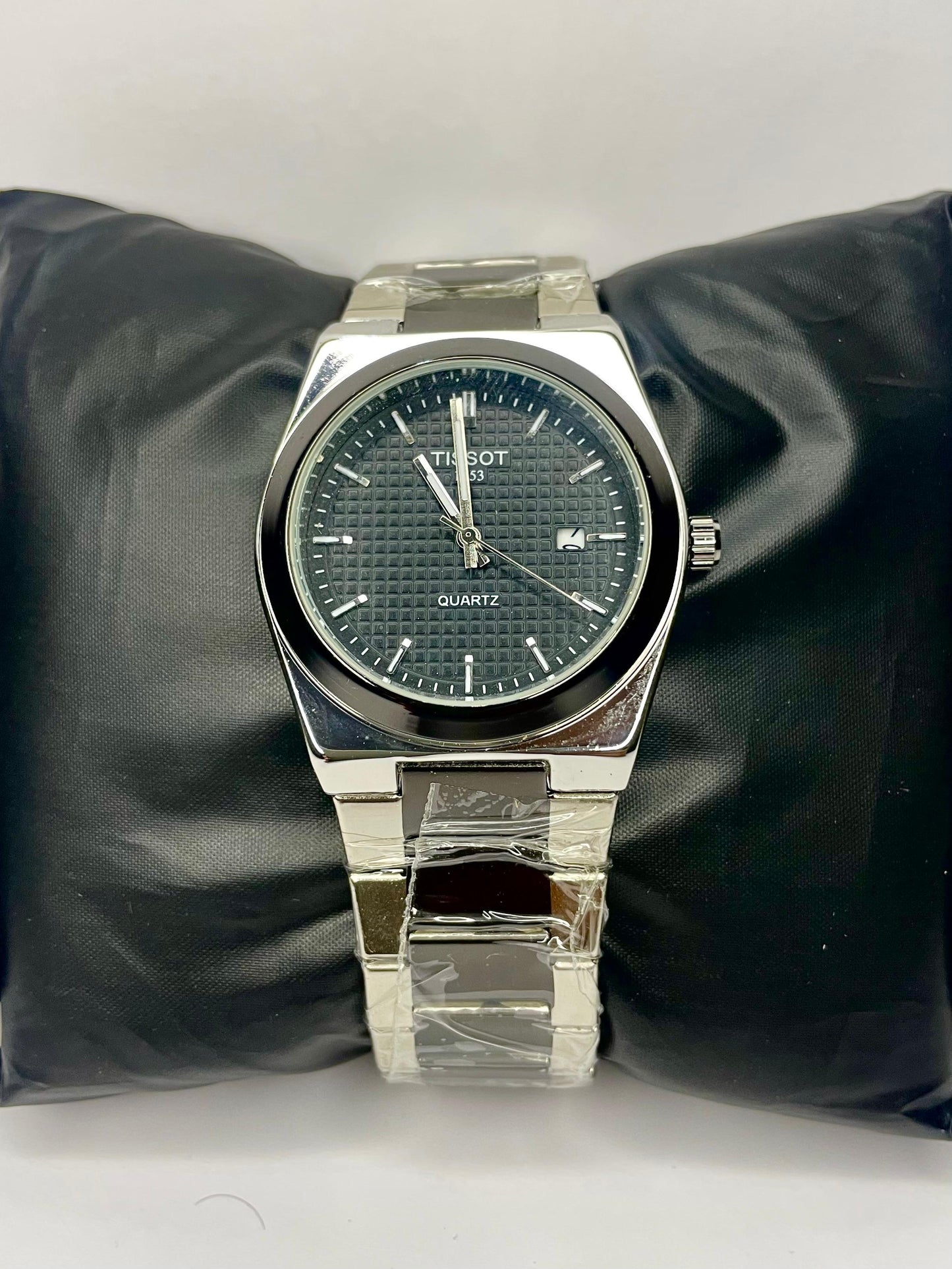 Tissot PRX Black & Silver Chain with Black Dial